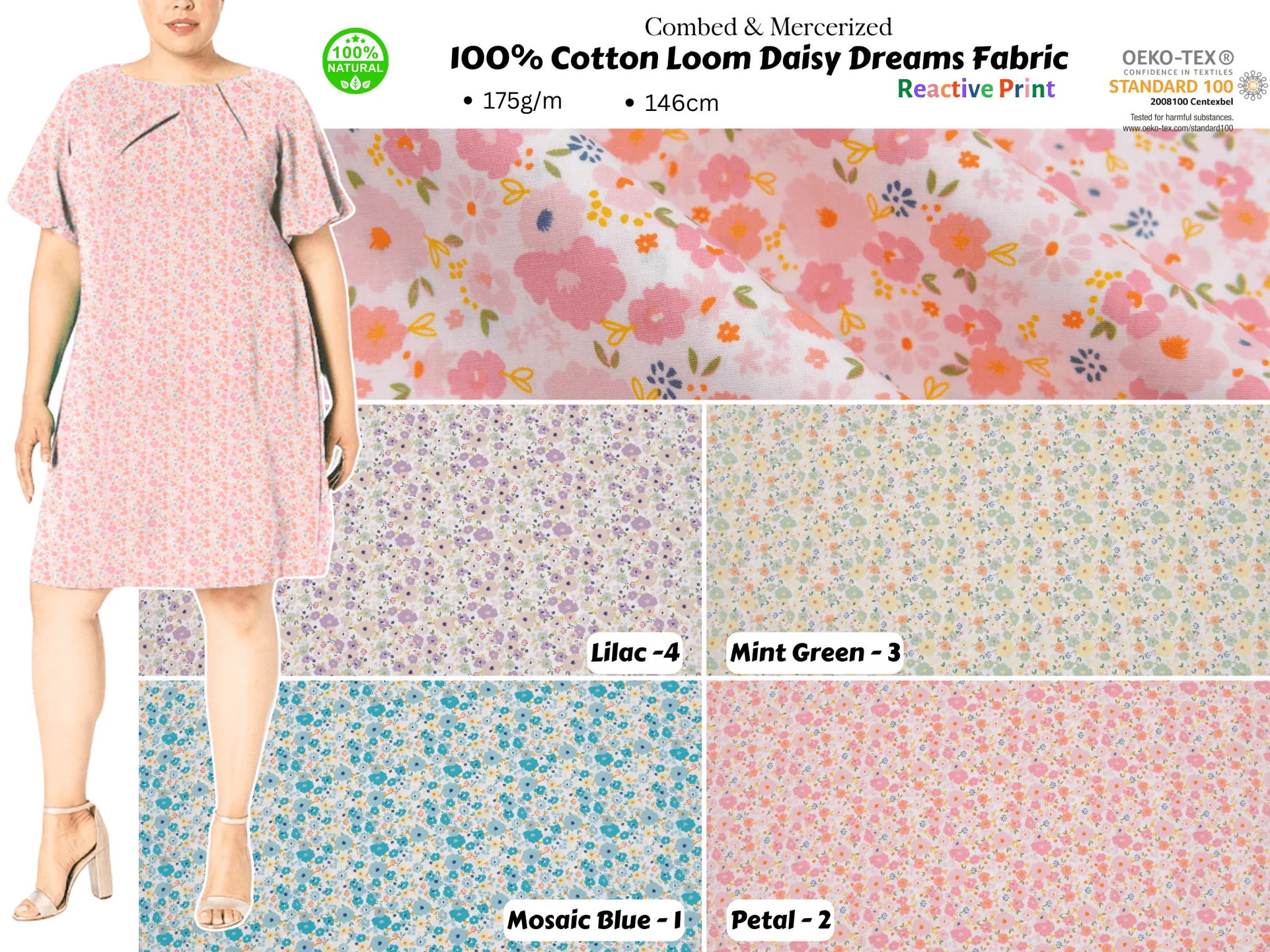 100% Cotton Loom Line Daisy Dreams Fabric- 088