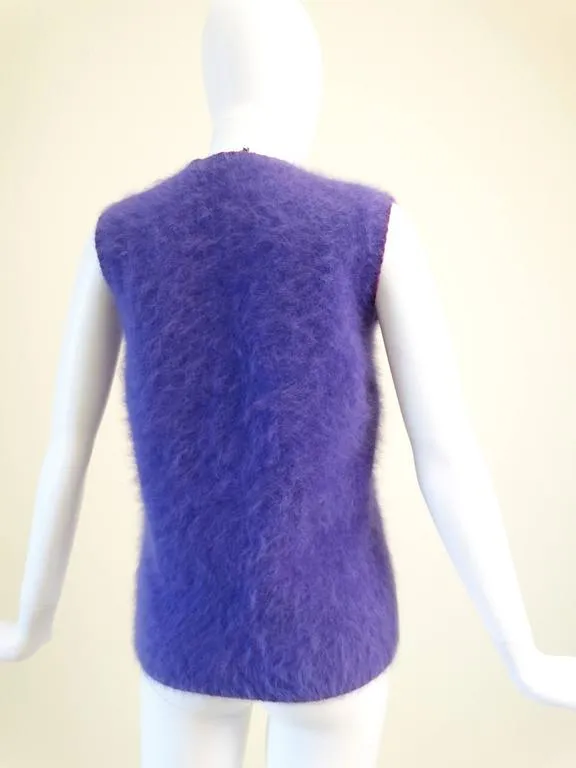 1990s Gianni Versace Couture Purple Angora Sweater Vest