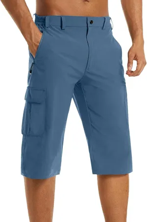 3/4 Cargo Shorts for Men Lightweight Outdoor Climbing Hiking Walking Capri Work Shorts with Multi Pockets Athletic Gym Shorts