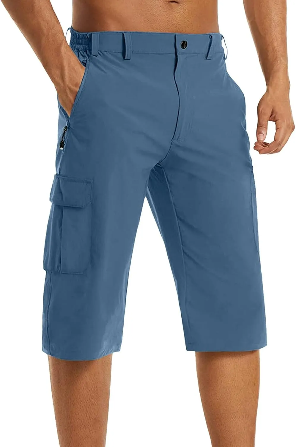 3/4 Cargo Shorts for Men Lightweight Outdoor Climbing Hiking Walking Capri Work Shorts with Multi Pockets Athletic Gym Shorts