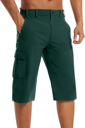 3/4 Cargo Shorts for Men Lightweight Outdoor Climbing Hiking Walking Capri Work Shorts with Multi Pockets Athletic Gym Shorts