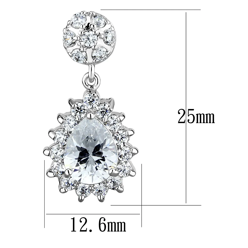 3W1292 - Brass Earrings Rhodium Women AAA Grade CZ Clear
