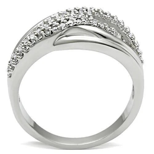 3W174 - Brass Ring Rhodium Women AAA Grade CZ Clear
