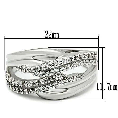 3W174 - Brass Ring Rhodium Women AAA Grade CZ Clear