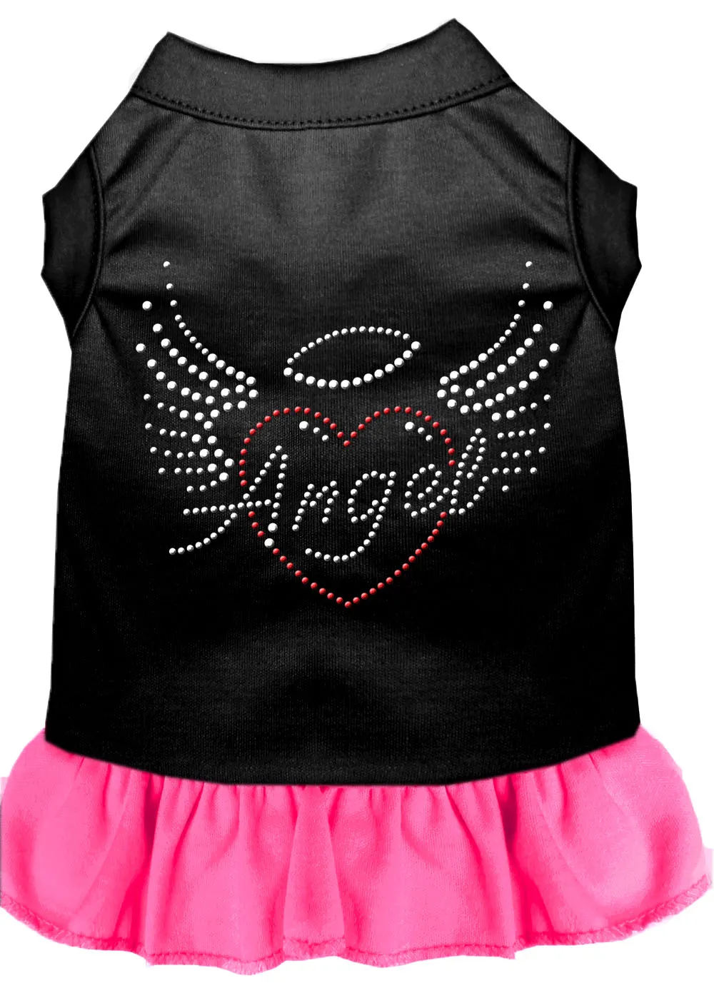 Angel Heart Rhinestone Dress Black With Bright Pink Lg