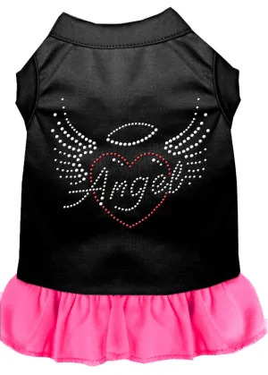 Angel Heart Rhinestone Dress Black With Bright Pink Lg