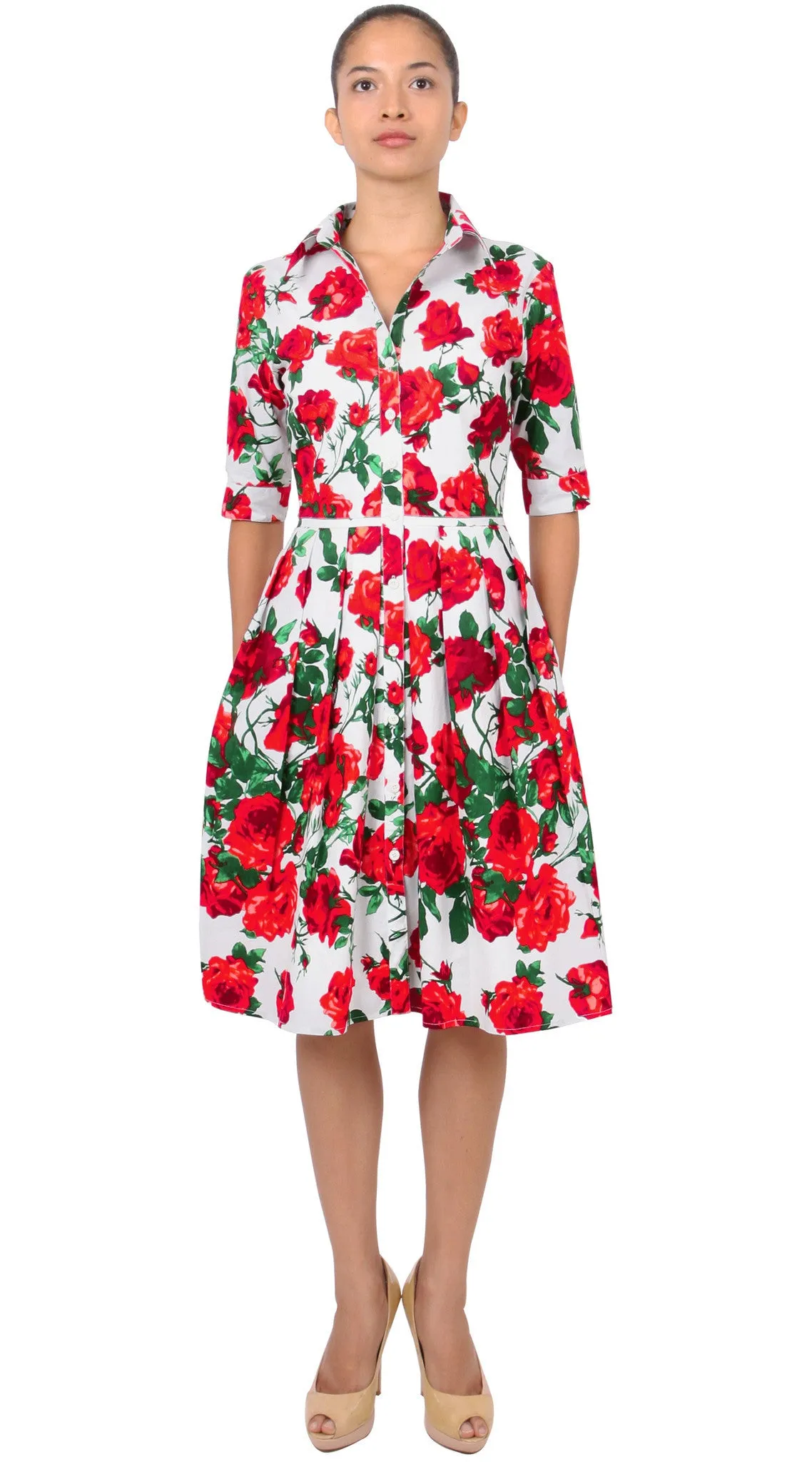 Audrey Dress Shirt Collar 1/2 Sleeve Regular Cotton (Sicilian Rose)