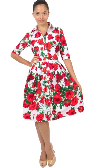 Audrey Dress Shirt Collar 1/2 Sleeve Regular Cotton (Sicilian Rose)