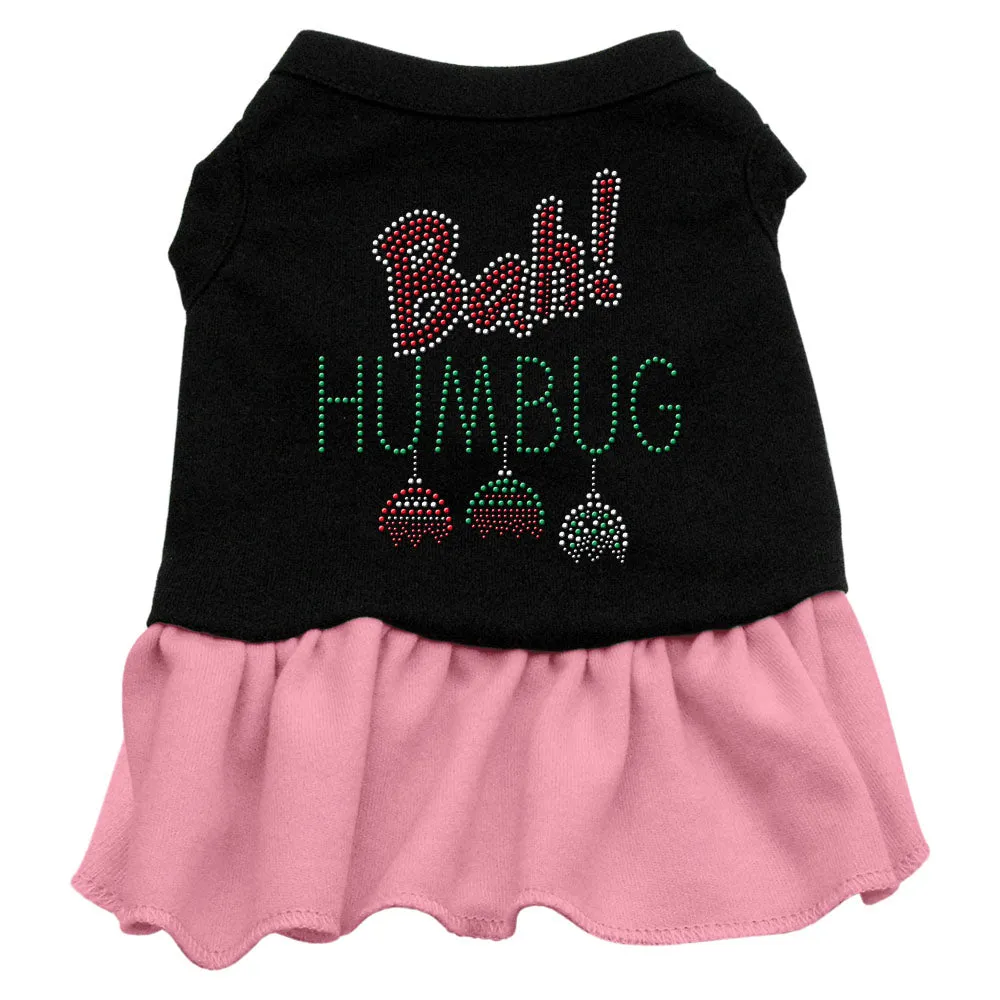 Bah Humbug Rhinestone Dress Black With Pink Med