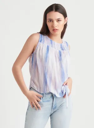 Black Tape Smocked Yoke Side-Tie Top