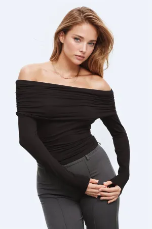 Bodycon Off Shoulder viscose Top In Black