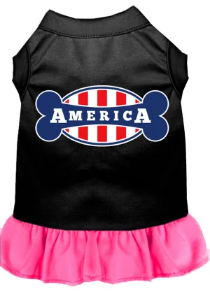 Bonely In America Screen Print Dress Black With Bright Pink Xs