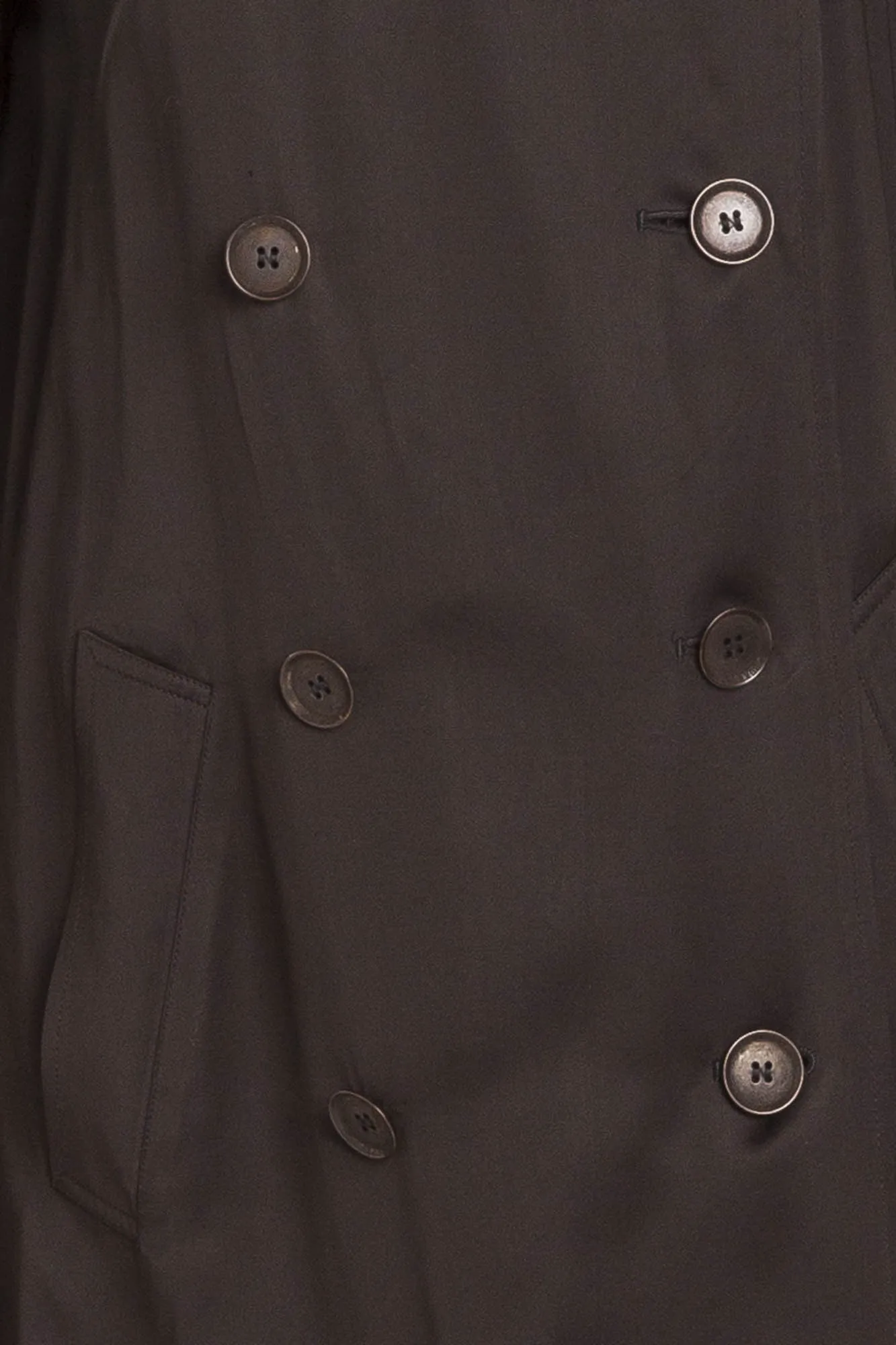 Burberry - Silk Black Button Up Trench Coat with Belt - FR 42