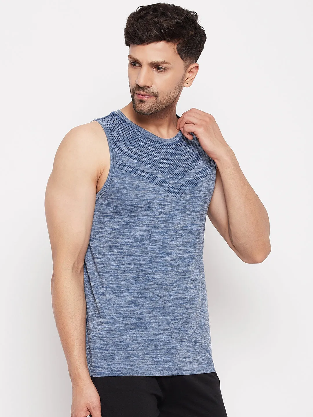 C9 Airwear Seamless Men's Sando/Vests with Round Neck - Navy
