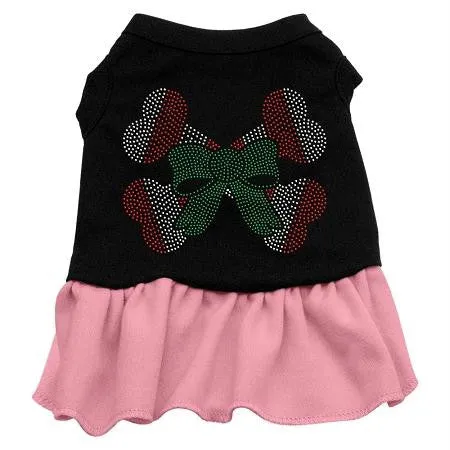 Candy Cane Crossbones Rhinestone Dress Black with Pink Sm (10)