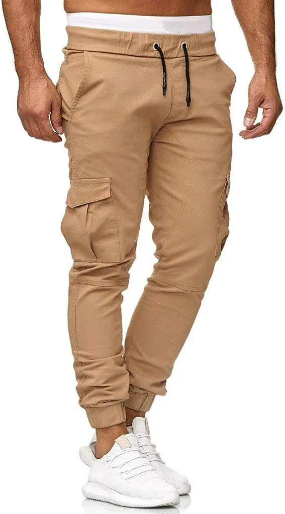 Cargo Pants for Men Relaxed Fit Sweatpants Stretch Elastic Waist Multiple Pockets Sports Pants Fitness Sports Trouser