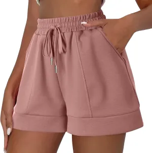 Casual Shorts for Women Summer Wide Leg Pants Elasticated Waist Relaxed Fit Lounge Shorts with Pockets