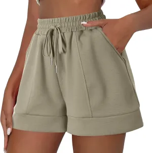 Casual Shorts for Women Summer Wide Leg Pants Elasticated Waist Relaxed Fit Lounge Shorts with Pockets