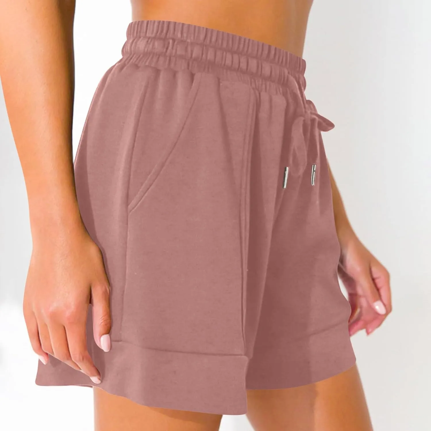 Casual Shorts for Women Summer Wide Leg Pants Elasticated Waist Relaxed Fit Lounge Shorts with Pockets
