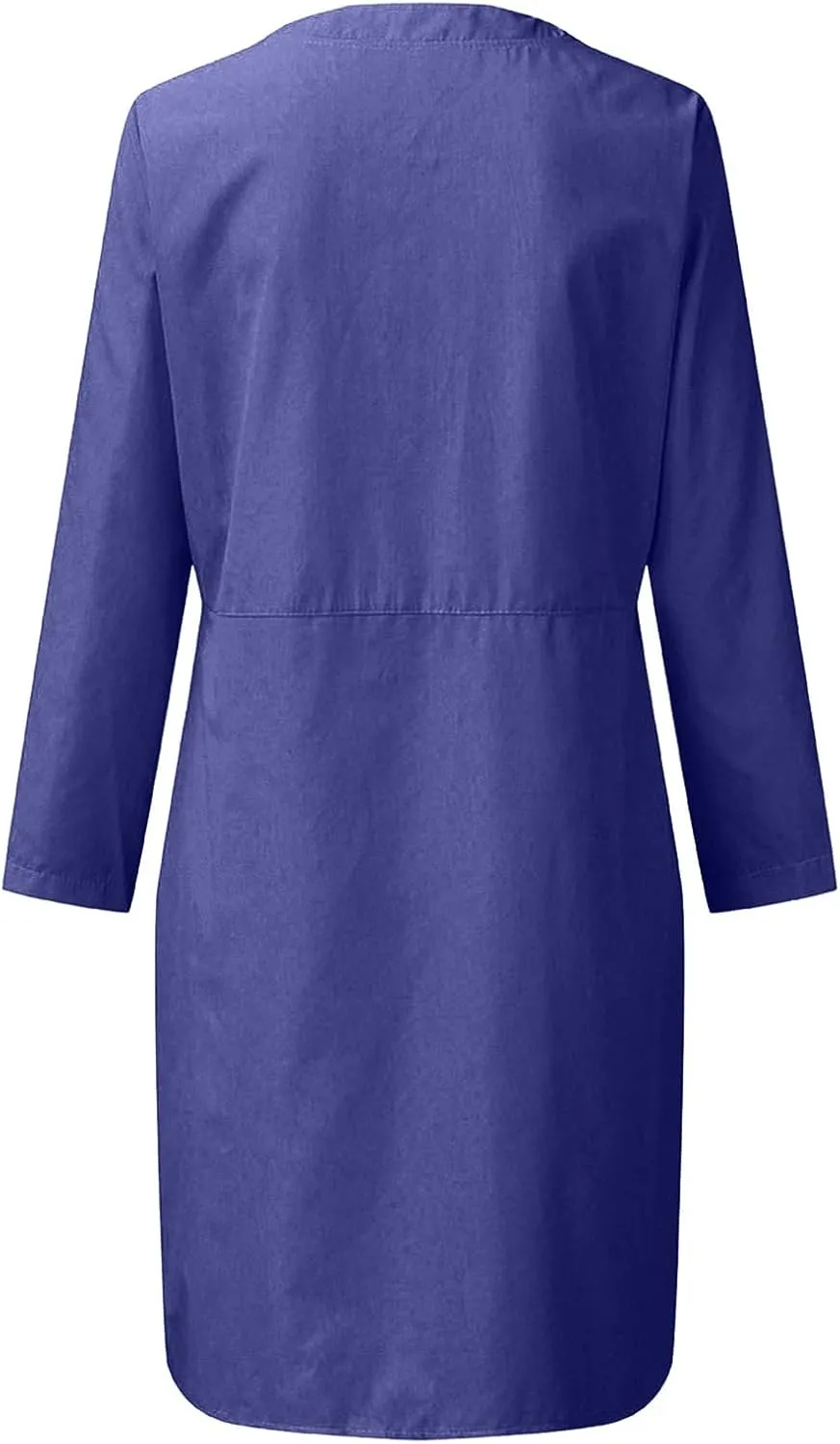Ceboyel Women 2023 Button Linen Dresses Cotton Summer Midi Dresses Short Sleeve Casual Shirt Dress Ladies Teacher Clothing