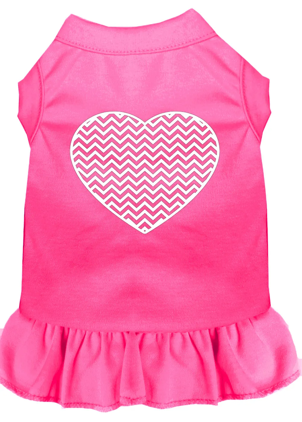 Chevron Heart Screen Print Dress Bright Pink Xs