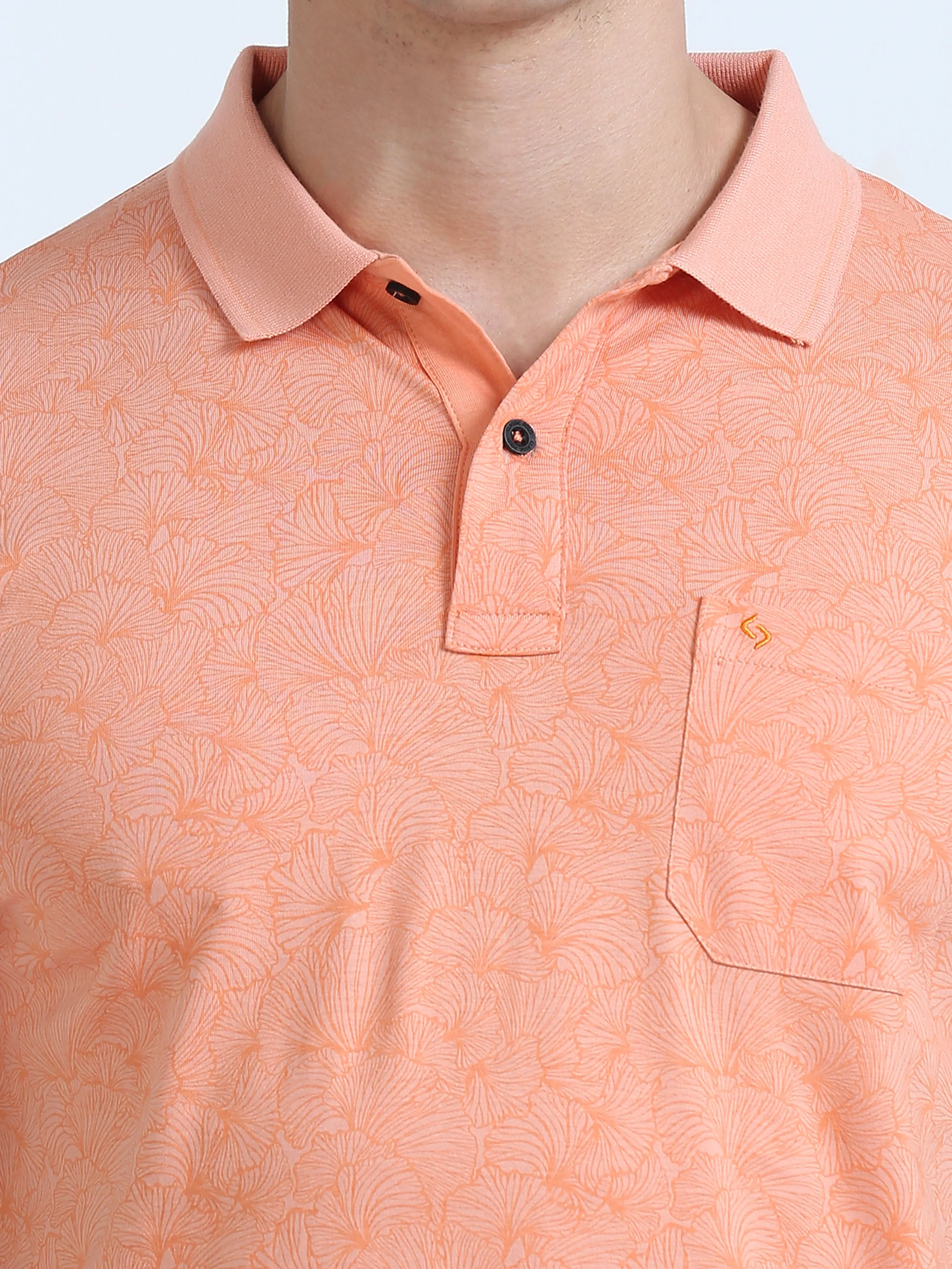 Classic Polo Men's Polo Neck Cotton Orange Slim Fit Printed T-Shirt | BELLO-272 A SF P