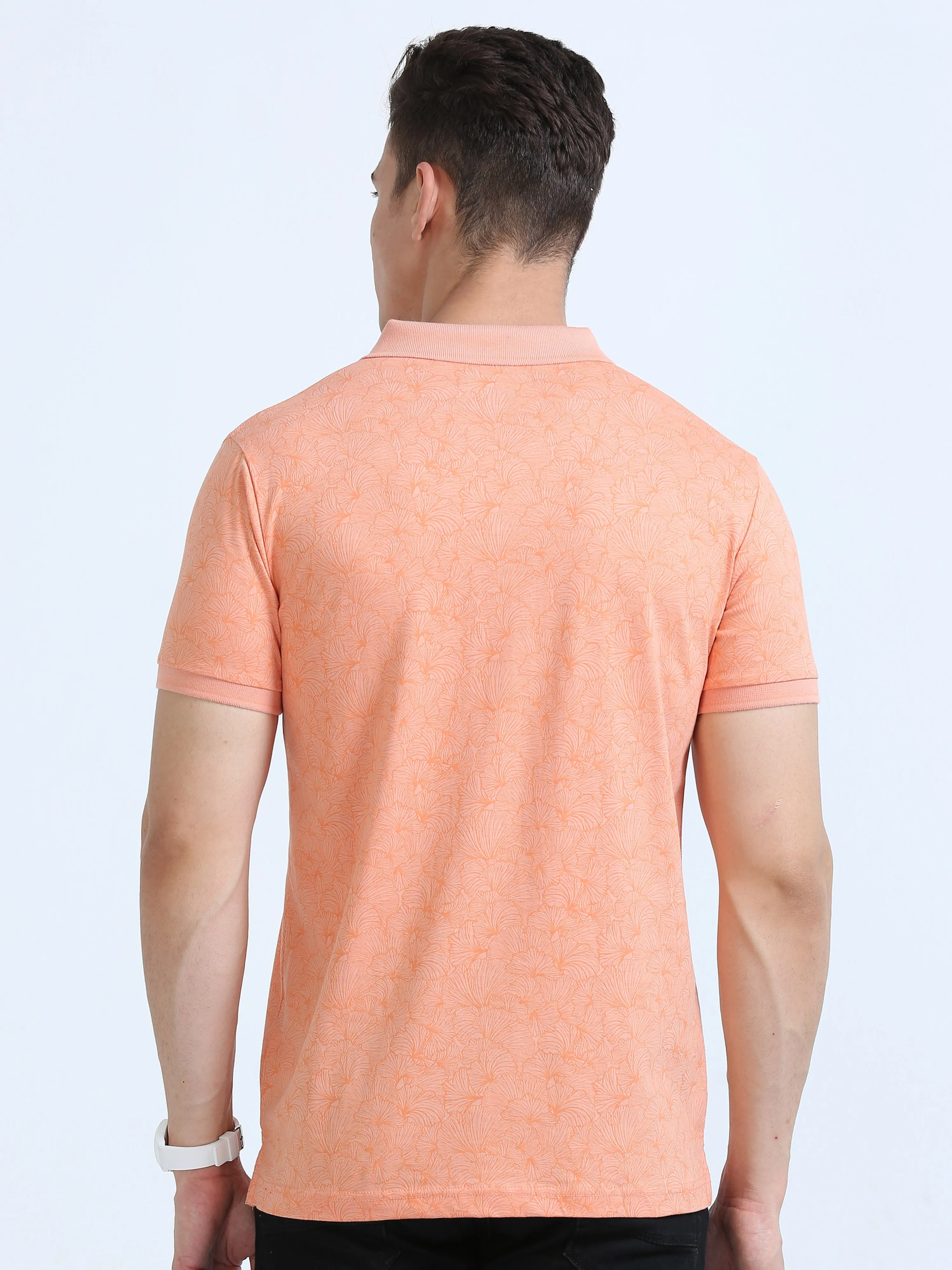 Classic Polo Men's Polo Neck Cotton Orange Slim Fit Printed T-Shirt | BELLO-272 A SF P
