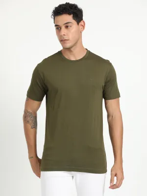 Classic Polo Men's Solid Olive Cotton Half Sleeve T-Shirt | TOY-ARDOR OLIVE SF C