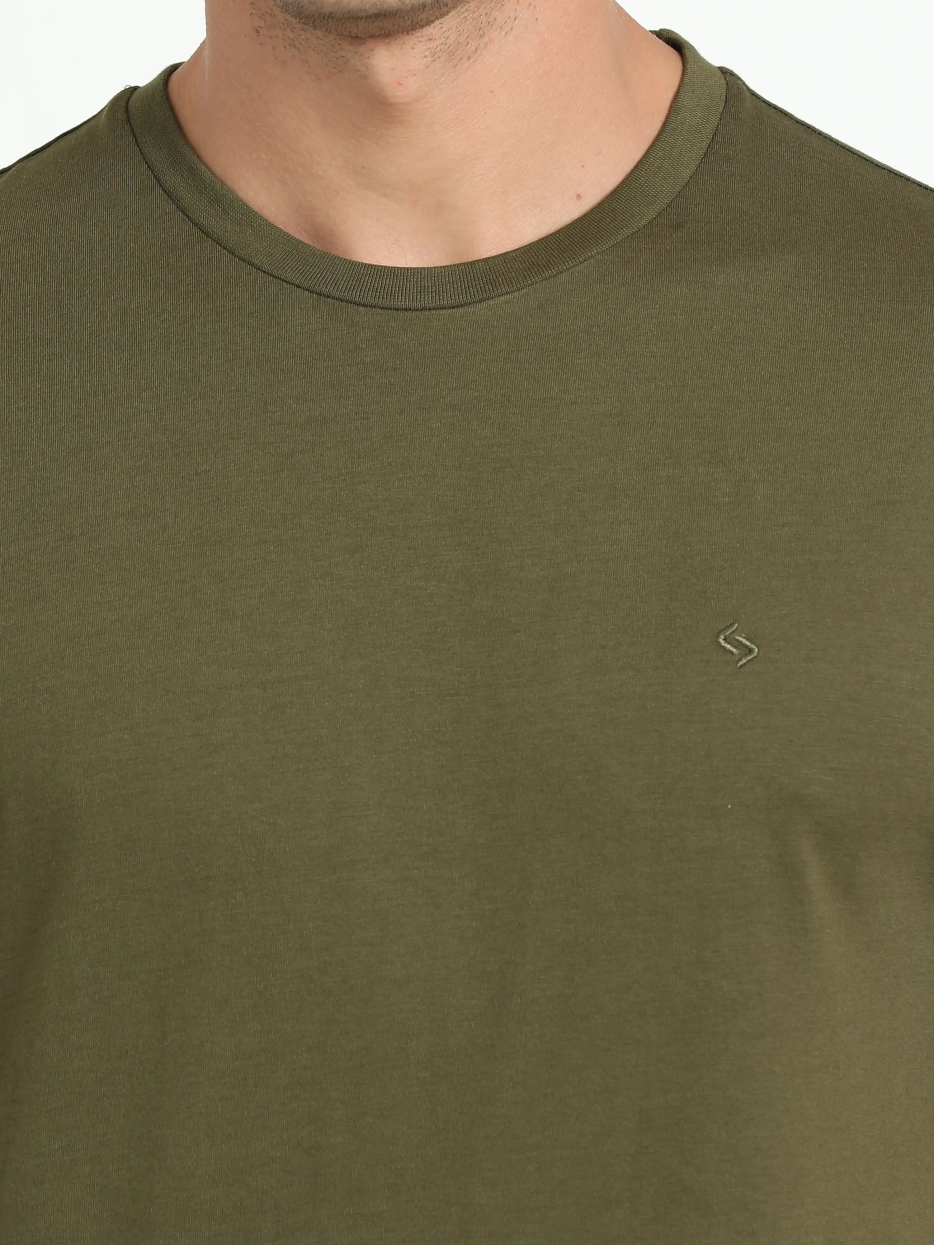 Classic Polo Men's Solid Olive Cotton Half Sleeve T-Shirt | TOY-ARDOR OLIVE SF C