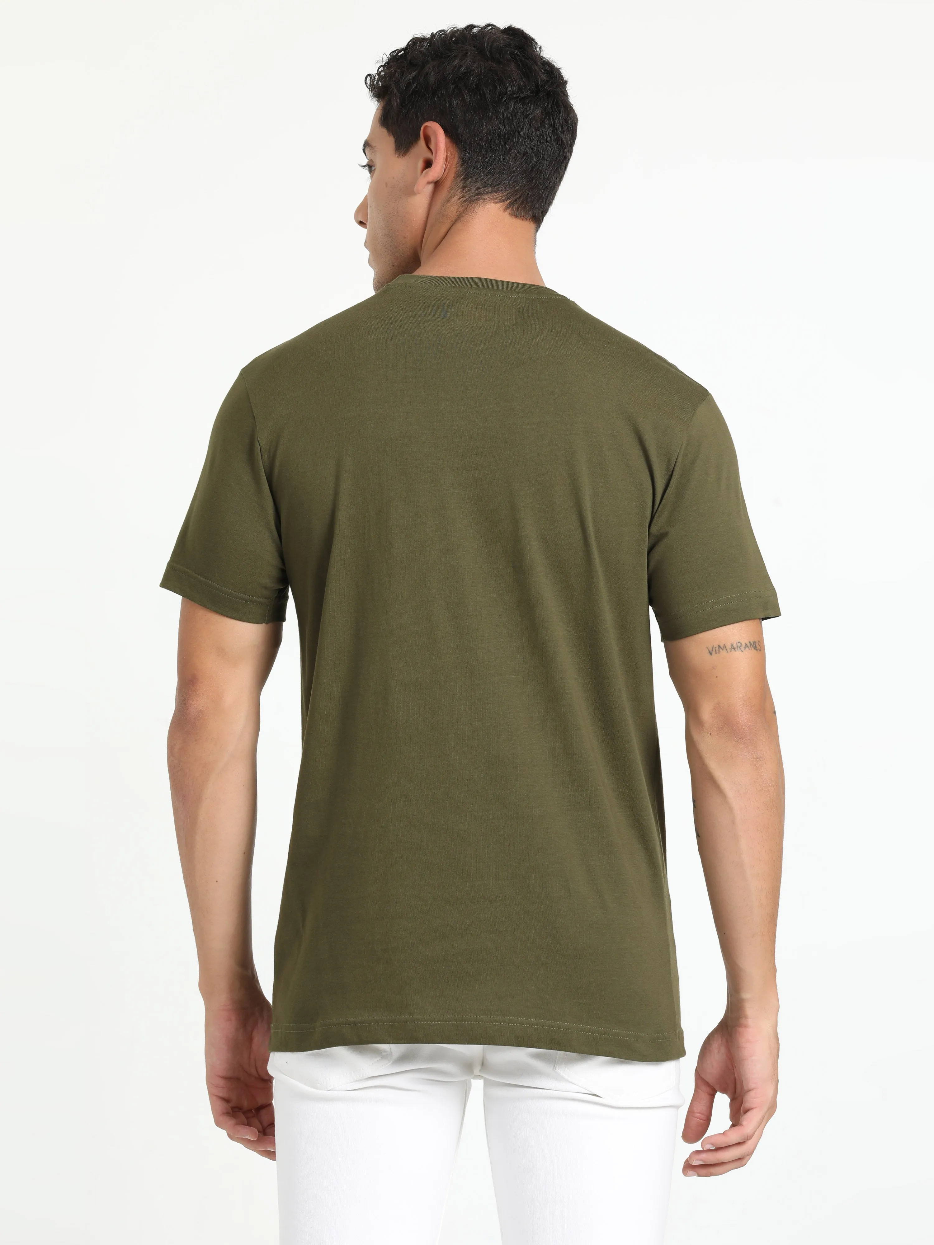 Classic Polo Men's Solid Olive Cotton Half Sleeve T-Shirt | TOY-ARDOR OLIVE SF C