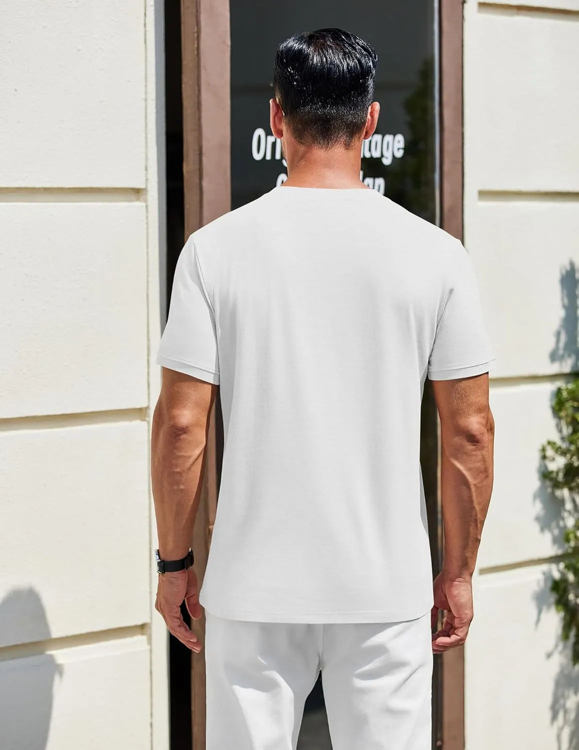 COOFANDY Men's Henley Shirts Cotton Short Sleeve Casual T-Shirt Button Henley Basic Tee Lightweight Summer Top