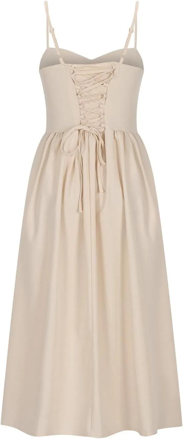 Corset Dress for Women Formal Midi Cocktail Sexy Club Spaghetti Strap Dress Slim Fit Ladies Tea Party Dresses