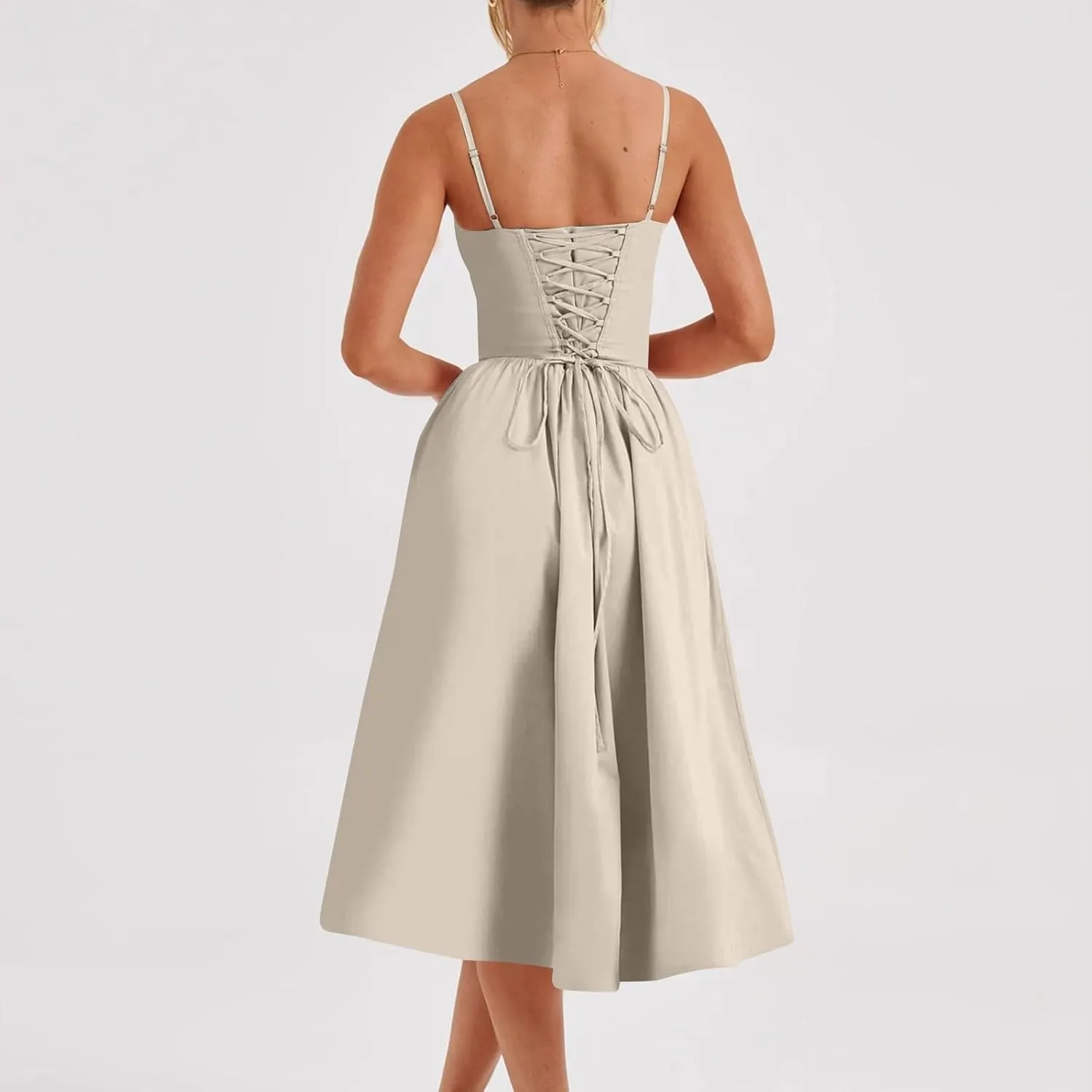 Corset Dress for Women Formal Midi Cocktail Sexy Club Spaghetti Strap Dress Slim Fit Ladies Tea Party Dresses