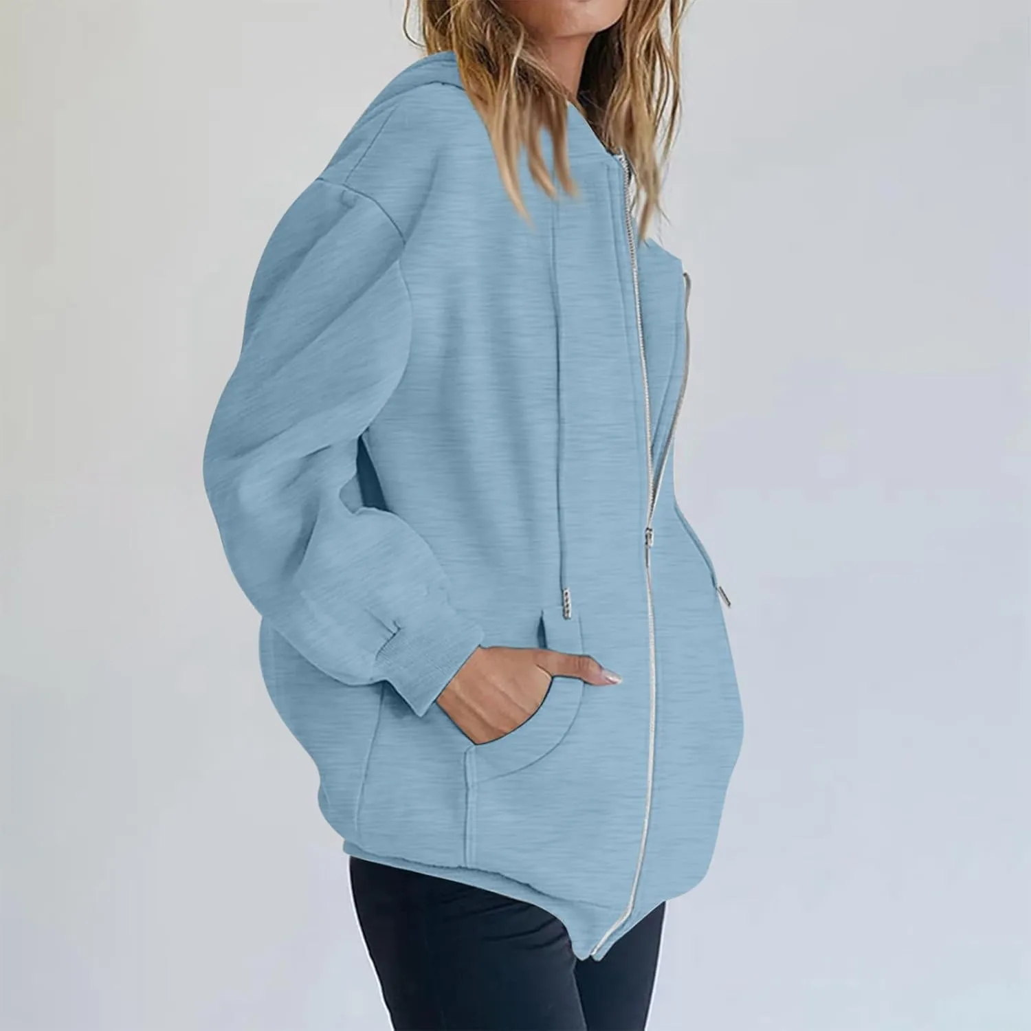 COTECRAM Womens Zip Up Hoodies Oversized Lightweight Hooded Sweatshirt Casual Long Sleeve Jacket Y2K Fall Clothes