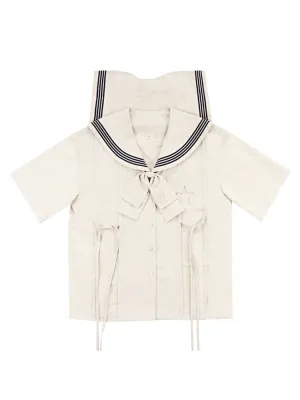 Cute Cinnamoroll Japanese Navy Style Sailor Collar Short-sleeved Blouse