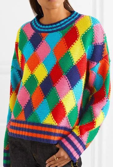 Diamond-Stitched Wool-Blend Sweater