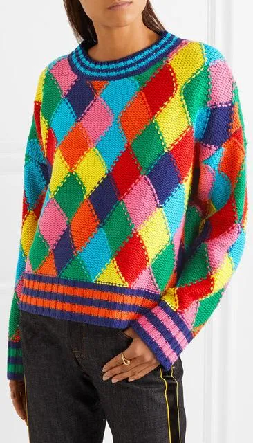 Diamond-Stitched Wool-Blend Sweater