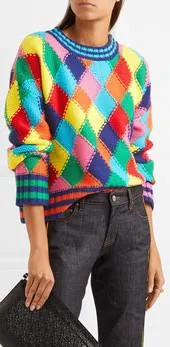 Diamond-Stitched Wool-Blend Sweater