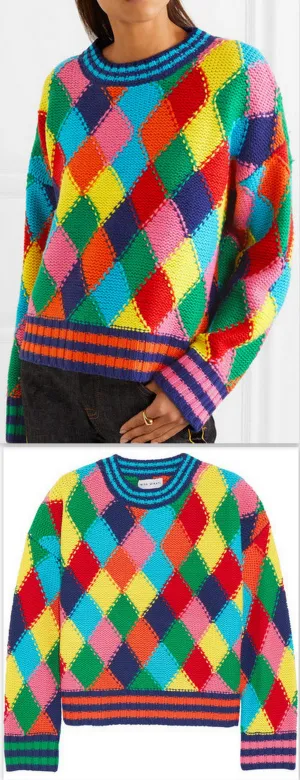 Diamond-Stitched Wool-Blend Sweater