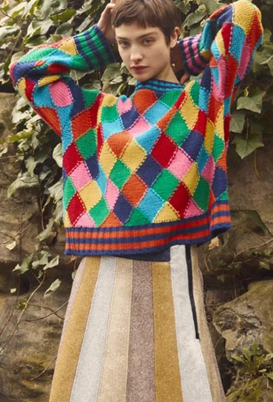 Diamond-Stitched Wool-Blend Sweater