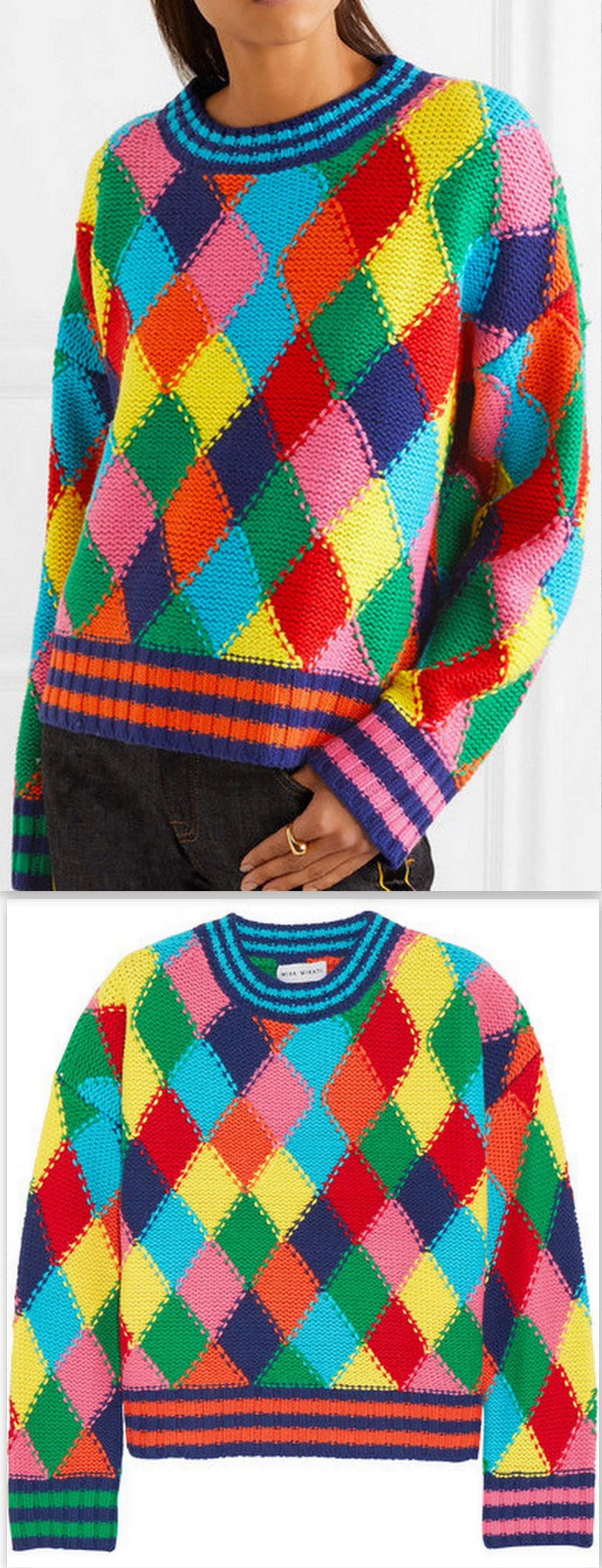 Diamond-Stitched Wool-Blend Sweater