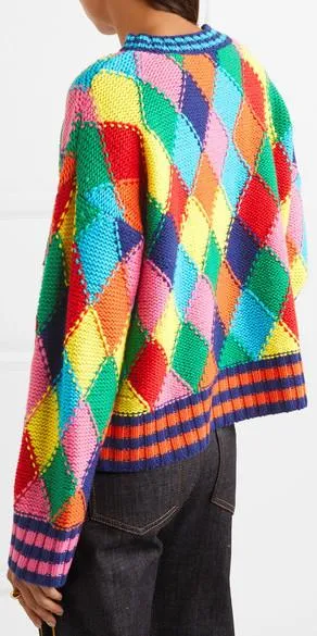 Diamond-Stitched Wool-Blend Sweater