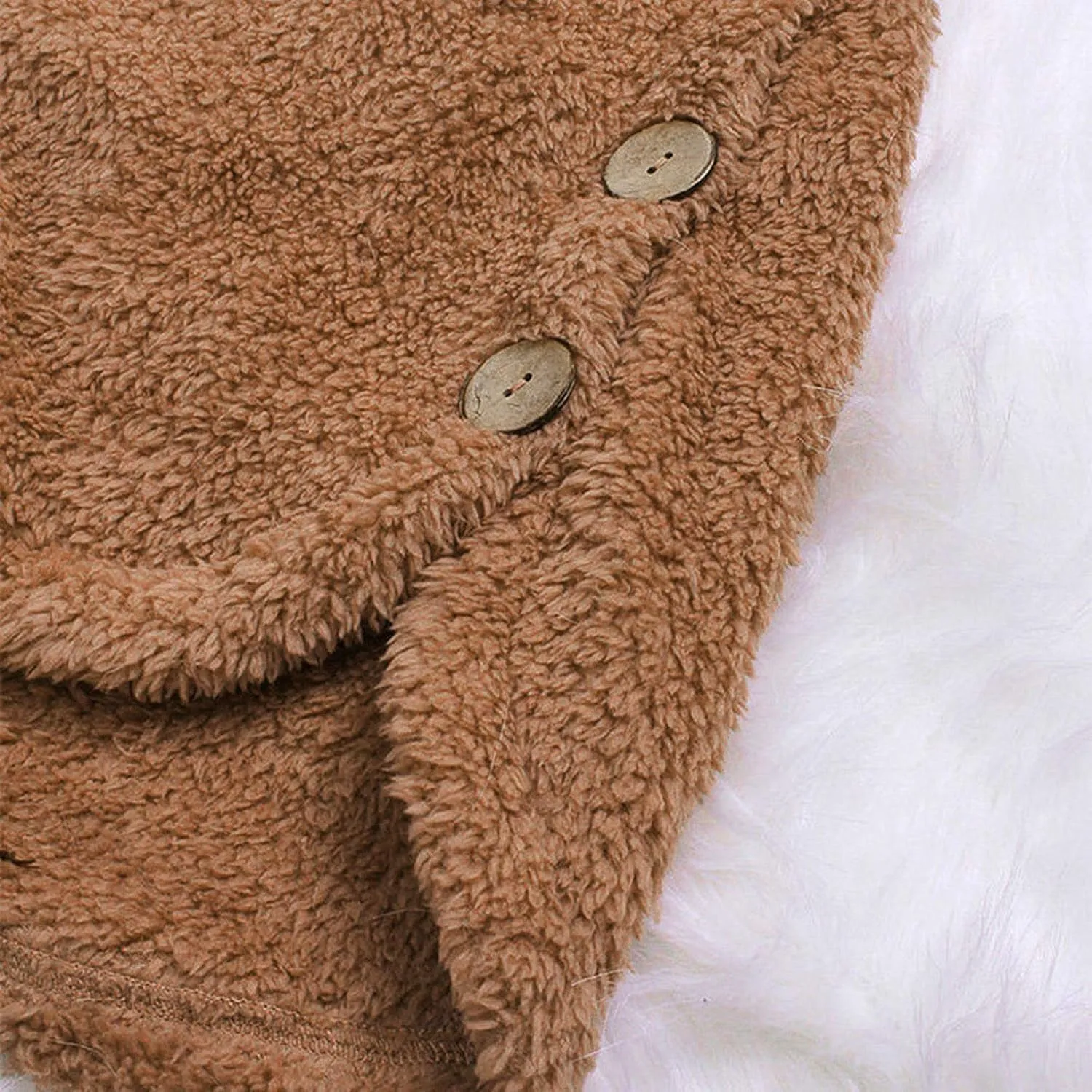 DOLKFU Women's Sherpa Hoodies Coats Button Outwear Jackets Fuzzy Fleece Trench Long Jacket 2022 Fall Winter Cute Hooded