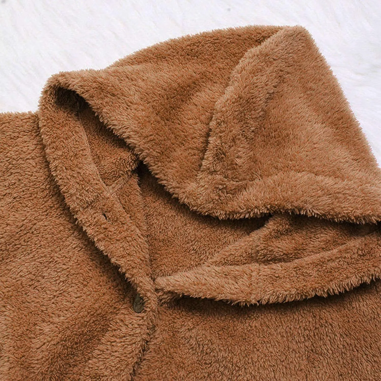 DOLKFU Women's Sherpa Hoodies Coats Button Outwear Jackets Fuzzy Fleece Trench Long Jacket 2022 Fall Winter Cute Hooded