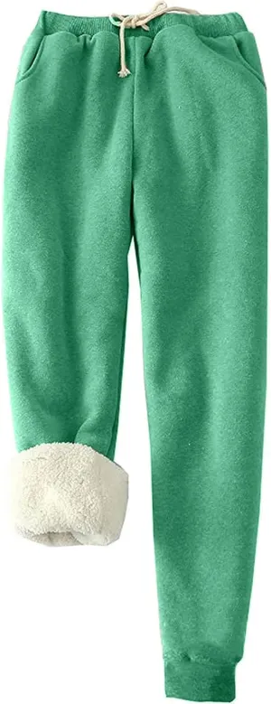 fartey Womens Fleece Lined Sweatpants Winter Sherpa Warm Joggers Pants Athletic Workout High Waist Casual Trousers