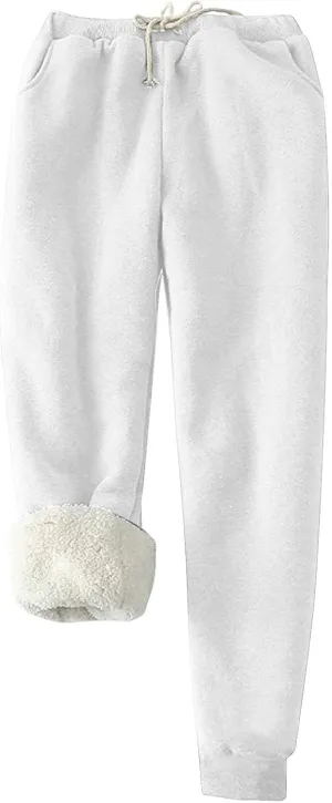 fartey Womens Fleece Lined Sweatpants Winter Sherpa Warm Joggers Pants Athletic Workout High Waist Casual Trousers