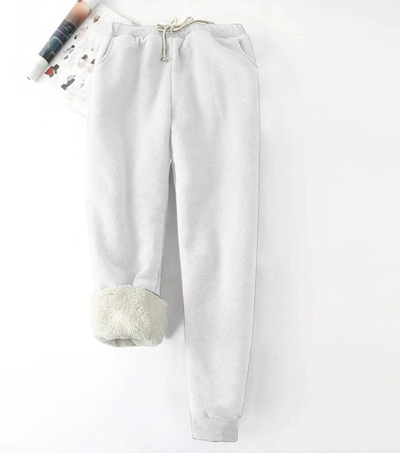 fartey Womens Fleece Lined Sweatpants Winter Sherpa Warm Joggers Pants Athletic Workout High Waist Casual Trousers