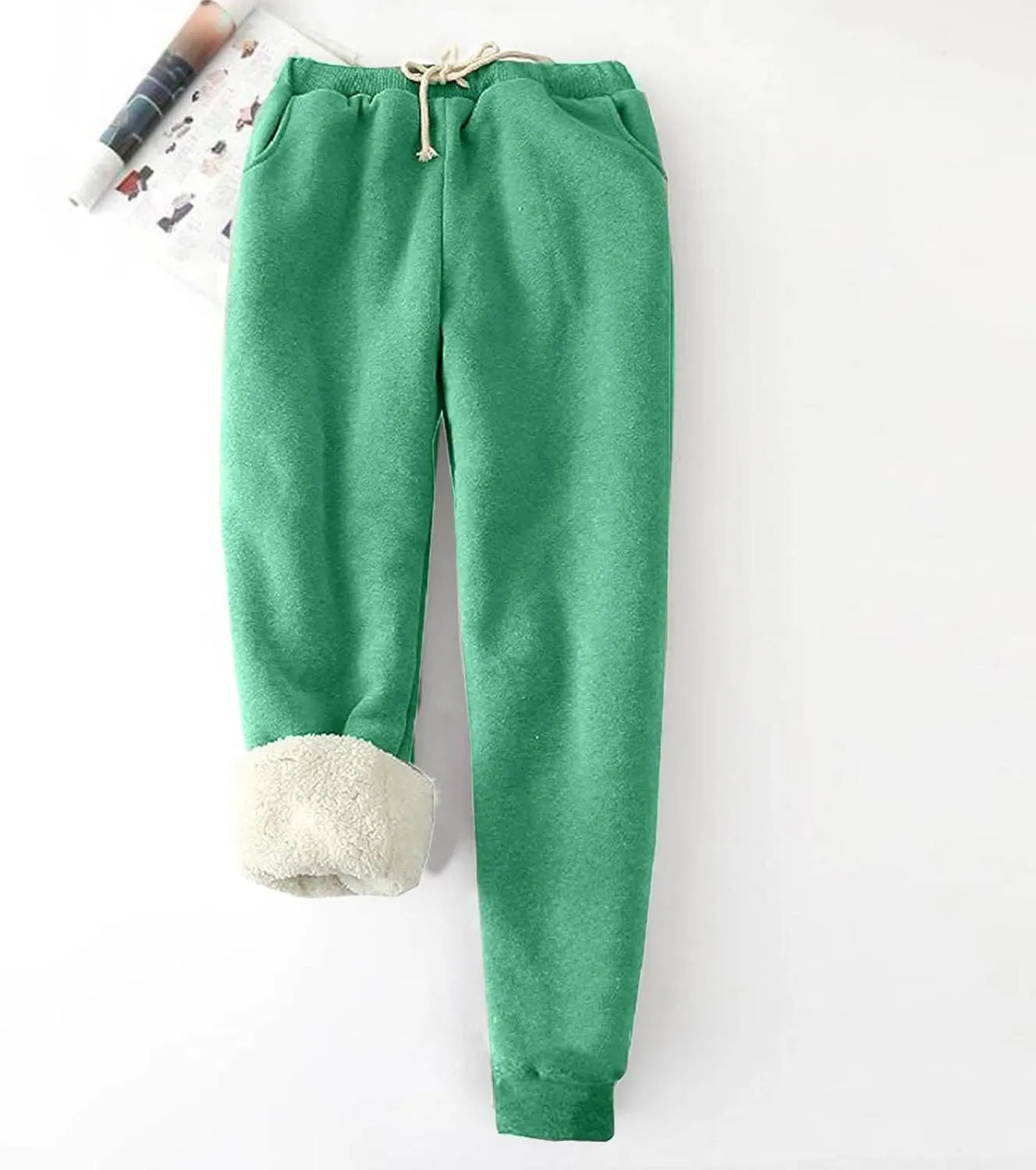 fartey Womens Fleece Lined Sweatpants Winter Sherpa Warm Joggers Pants Athletic Workout High Waist Casual Trousers