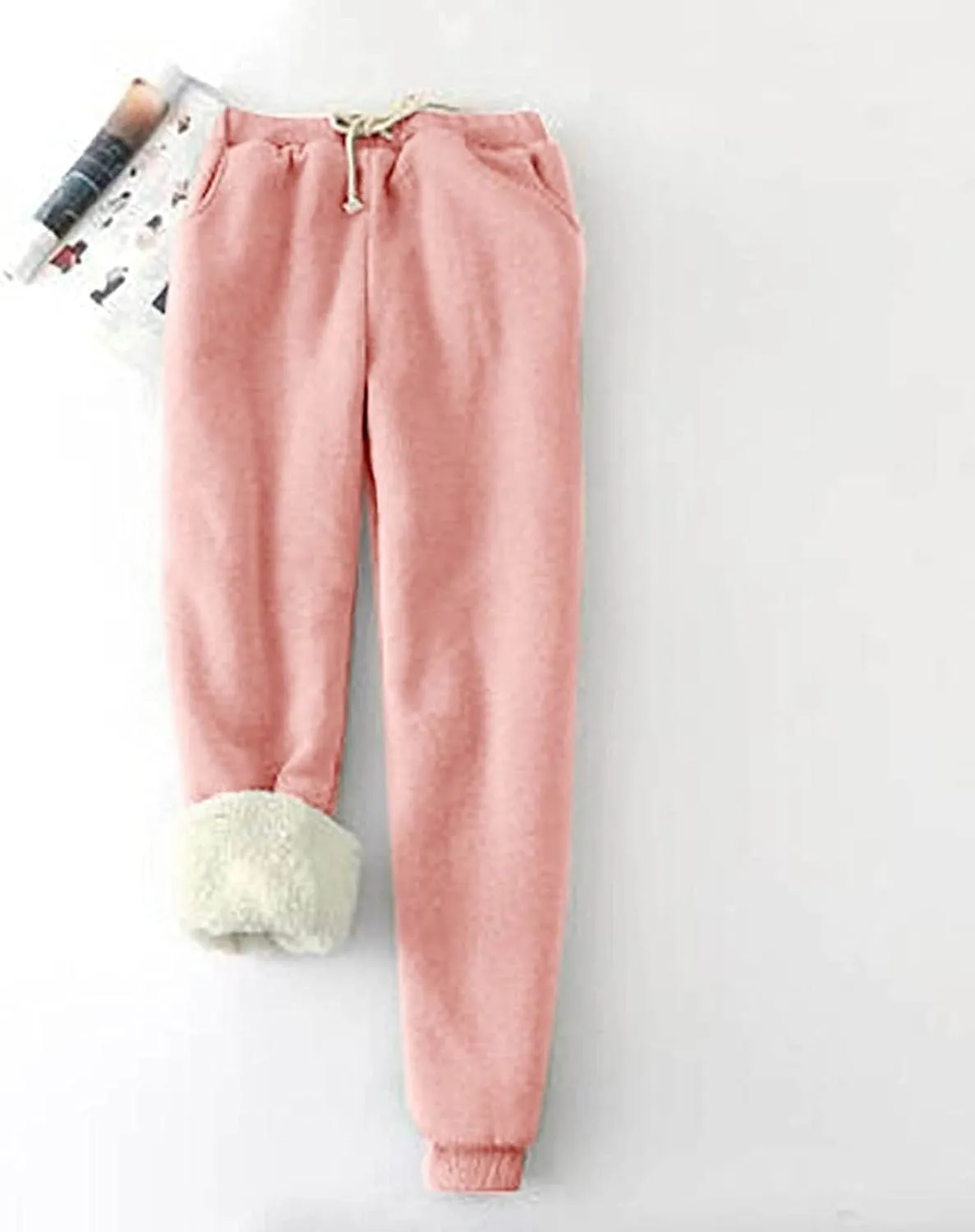 fartey Womens Fleece Lined Sweatpants Winter Sherpa Warm Joggers Pants Athletic Workout High Waist Casual Trousers