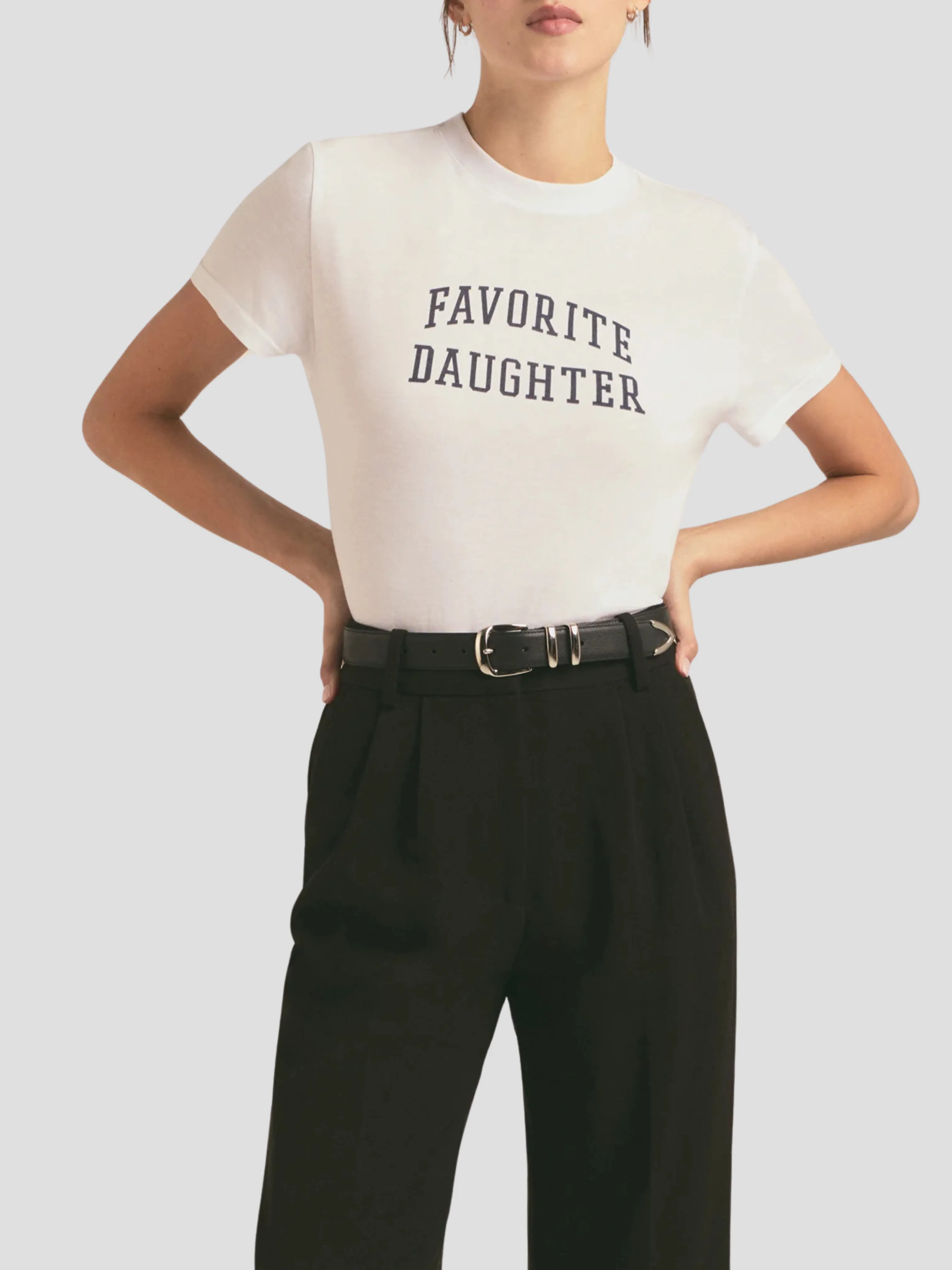 Favorite Daughter Crop Collegiate Tee in White